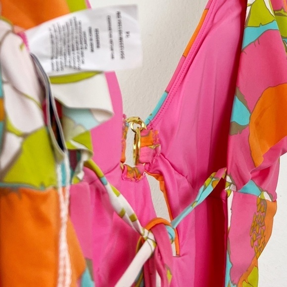 NWT Trina Turk Playa De Flor Floral Flutter Sleeve Cutout One Piece Swimsuit - Picture 7 of 9